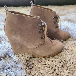 Steve Madden Suede Lace Up Wedge Booties
